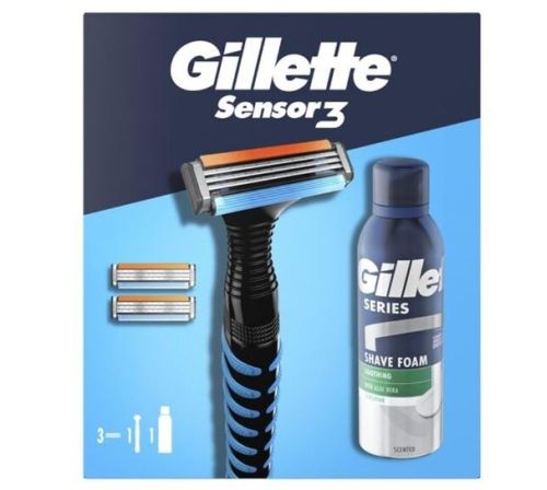 Gillette Sensor3 drkov kazeta strojek+3 hlavice+ pna na holen Series Sensitive 200 ml